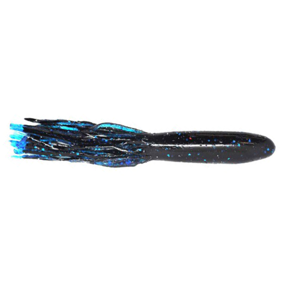 Strike King Flip-N-Tube Soft Baits - Black Blue Flake w/ Blue Tail